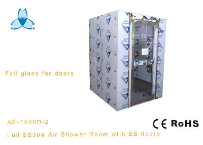 China Automatic blowing Full Glass Doors SS304 Stainless Steel Air Shower for 3-4persons for sale