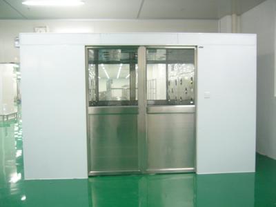 China Hidden Auto Cargo Tunnel Type Air Shower Clean Room With Double Leaf Sliding Doors for sale