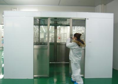 China Hide Double-leaf Stainless steel auto sliding doors Large Air Shower Tunnel for materials for class 100 clean room for sale
