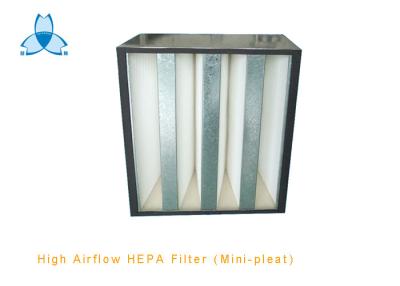 China V Cell Mini Pleat Air Filter For High Air Flow Air Handling Unit , 99.97% down 0.3 um for sale