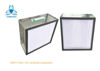 China Deep Pleat HEPA Air Filter For Hospital with Galvanized Frame / Fiberglass Media 99.97% Efficiency for sale
