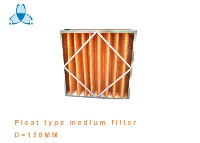 China Tipo do meio pressão do plissado do quadro do metal de fluxo de ar do filtro de ar pre grande baixa à venda