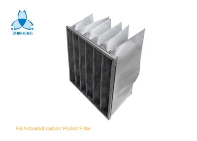 China Tipo rígido ativado F8 do quadro V de alumínio do filtro de ar do carbono e do bolso dos meios da fibra sintética à venda