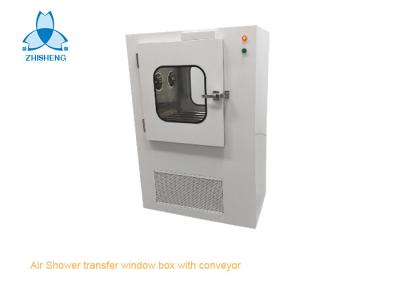 China Electric Interlocked Air Shower Pass Box Transfer Windows With SS304 Roller Conveyor for sale