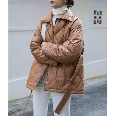 China Women's fashion and warm custom quilted jacket 85% white duck down coat womens quilted down jacket for sale