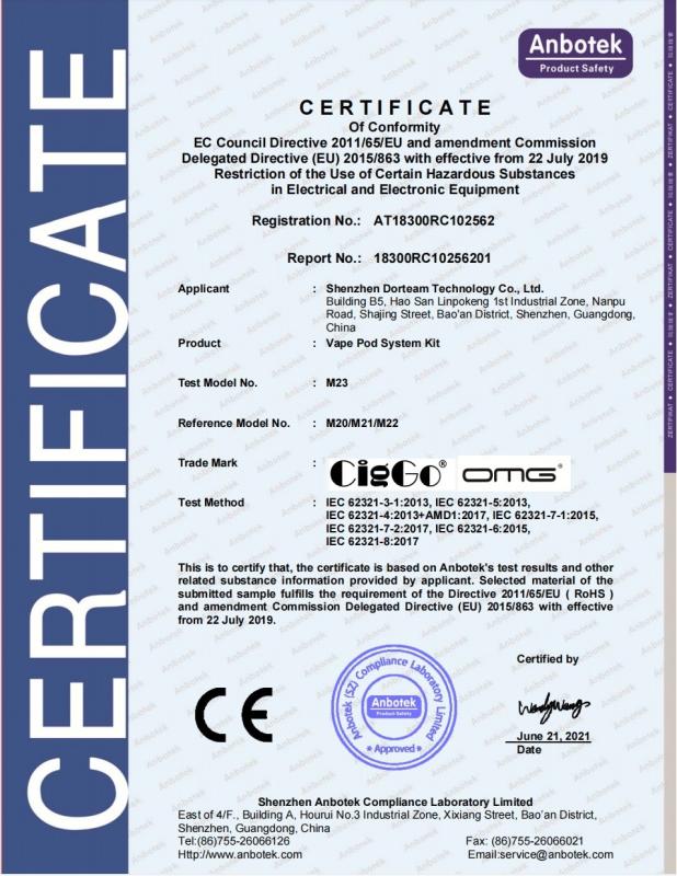 RoHS - Shenzhen Dorteam Technology Co., Ltd.