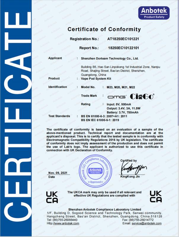 UKCA - Shenzhen Dorteam Technology Co., Ltd.