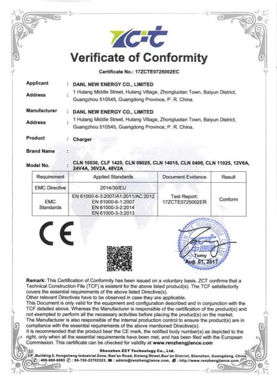EMC certificate - Danl New Energy Co., LTD