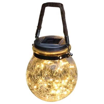 China 3.7V Garden Hanging Solar Light Outdoor 7 Colors Cracked Glass Ball for sale