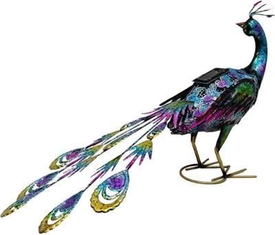 China Outdoor Solar Metal Peacock Statue solar powered craft lights Backyard Party Wedding Decor for sale