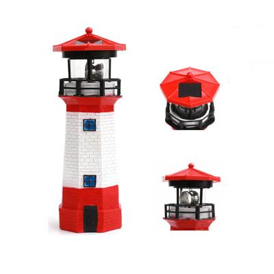 China RoHS Solar Gift Light LED Resin Solar Lighthouse With Rotating Beacon for sale