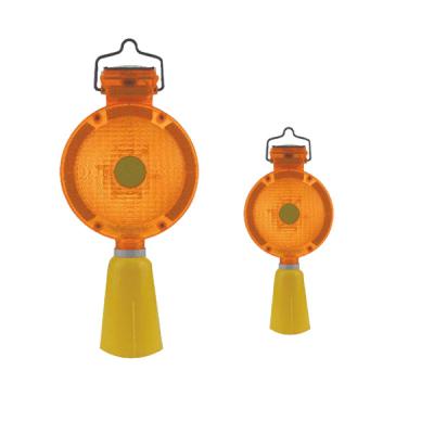 China Red Yellow Waterproof Round Solar Traffic Warning Light LED Barricade Light for sale