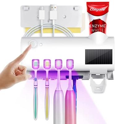 China Bathroom Solar Energy UV Toothbrush Holder Toothpaste Dispenser Multi Function for sale