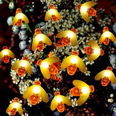 China 20LED Honey Bee Solar String Lights Outdoor Waterproof Warm White For Garden Decorations for sale