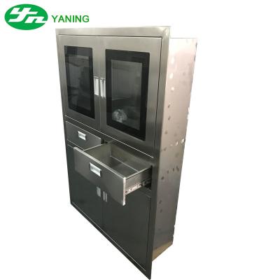 China Stainless Steel Hospital Medicine Cabinet Instrument Cupboard With Two Drawer for sale