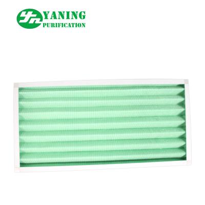 China Flat Type Green Bag Air Filters With Double Sided Metal Mesh Folding for sale