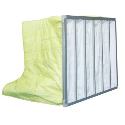 China Fire Retardant Pocket Air Filter AHU / Yellow F8 Non Woven Material With 6 Bags for sale
