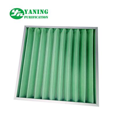 China Synthetic Fiber Material G4 Pleated Panel Filter 595x595x46mm Aluminum Frame for sale