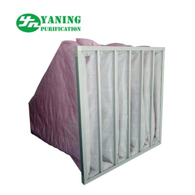 China HVAC System Polyester Pocket Air Filter Bag M6-M9 3200m³/h Air Volume Galvanized Sheet Frame for sale