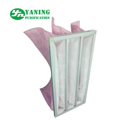 Chine Efficacité de milieu de matériel du polyester F7 de la CAHT Hepa de logement rose de filtre/alliage d'aluminium de sac à vendre