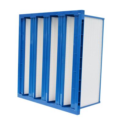 China Plastic Frame V Bank Pocket Air Filter H10 Hepa Filter With High Air Volume for sale