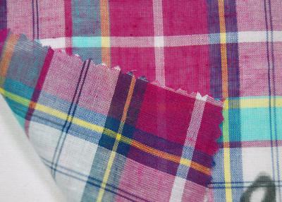 China Thin Tulle Cotton Yarn Dyed  Fabric Excellent Color Fastness With Grid Pattern for sale
