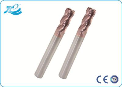 China Diameter 8mm 9mm Solid Carbide End Mill , 55 / 60 / 65 Hardness Four Flute End Mill for sale