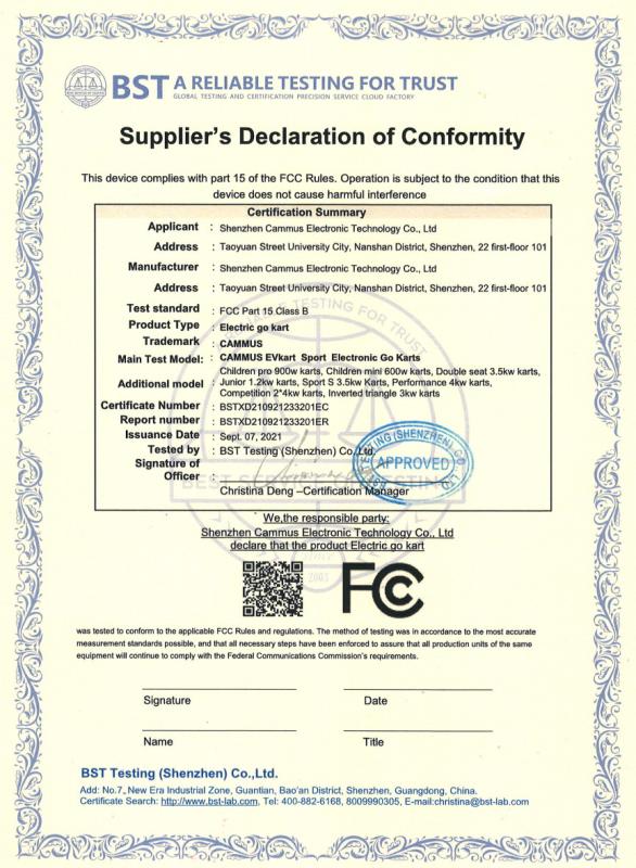 FCC - Shenzhen Cammus Electroinc Technology Co., Ltd