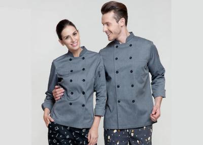 China Gray Personalized Custom Work Shirts , Slim Fit Double Breasted Chief Cook Uniform for sale
