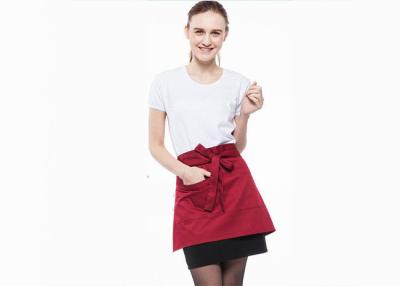 China Waterproof Anti - Stain Short Red Apron Cotton And Polyester Fabrics Fashion Wild for sale