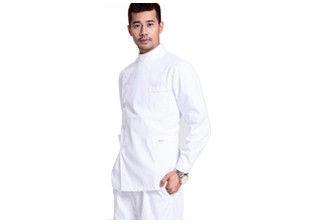 China Médico para hombre del color llano friega el cierre auto-adhesivo del bolsillo hermoso del pecho en el cuello en venta