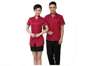 China Uniforme de encargo del personal del restaurante del color, uniformes abiertos del personal de la barra del lado para la camarera en venta