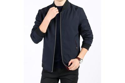 China Polyester Water - Resistant Men's Bomber Jackets Rib - Knit Standing Collar for sale