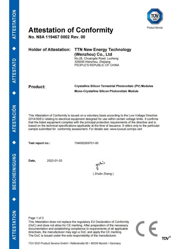 CE - TTN New Energy Technology (Wenzhou) Co., Ltd