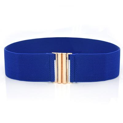 China Blue Clasp Elastic Cinch Belt Garment Womens Fancy Dress Belts for sale