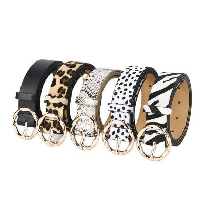 China Leopard Zebra Pu Leather Belts 106cm Animal Print Belt Women for sale