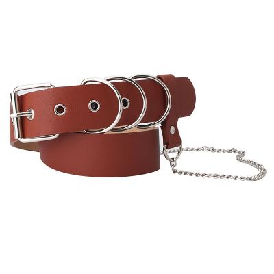 China Waistband Ladies Leather Belt Chain Women Punk 3.8cm Alloy Buckle for sale