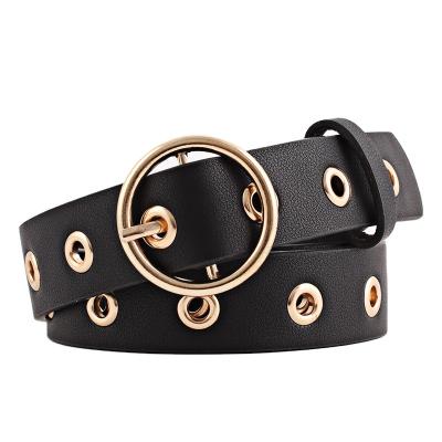 China Hollow Out Designer Belts Women Leather 2.6cm Metal Decorated for sale