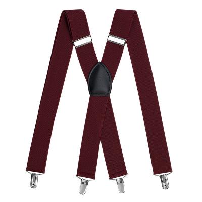 China Trousers Mens Brown Leather Suspenders 118CM Braces Custom Printed Suspenders for sale