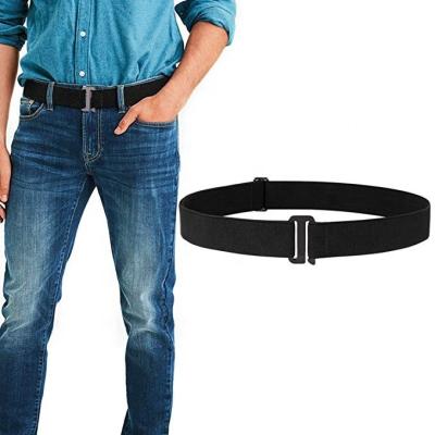China Flat Elasticated Belts Mens Invisible 115cm Black Zinc Alloy Buckle for sale
