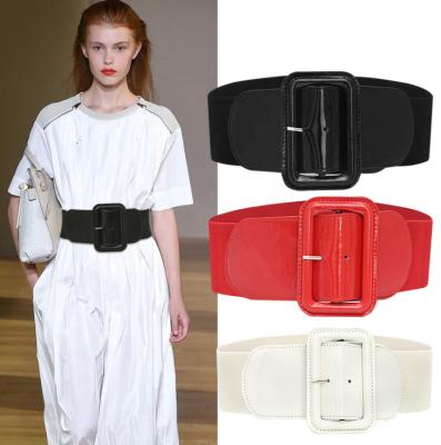 China Pin Women Buckle Fabric Elastic Belt Vintage Leather Buckle Belt Cinch for sale