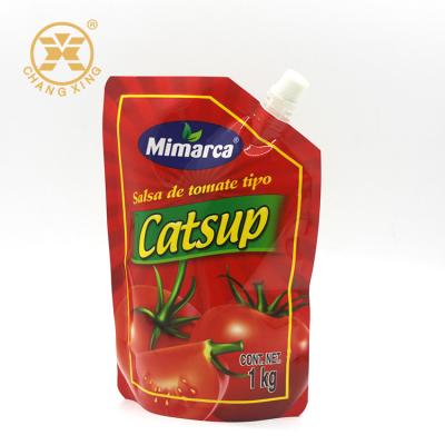 China Bolsa plástica de la salsa de tomate de tomate 1KG de la categoría alimenticia con el canalón en venta