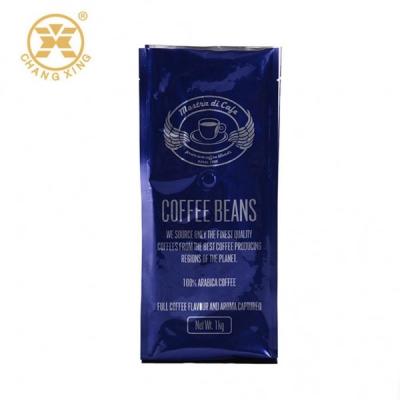 China 0.5kg Glossy Blue Coffee Bean Packaging Bags With Valve Vacuum Pack Bags For Food Roasted Bean for sale