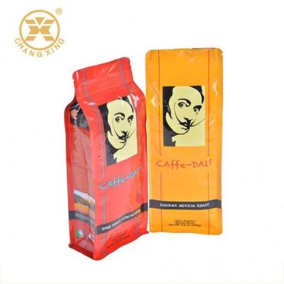 China Aluminum Printed Coffee Packaging Bags With Valve And Zip Private label Roast Bean Side Gusset Coffee Packaging Bag for sale