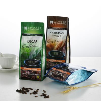 China Aluminum foil 12oz coffee bean packaging bags with degrassing valve for sale