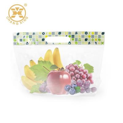 China 0.5kg Fruits Vent Stand Up Zipper Pouch Clear Plastic Bags For Packaging With Handle Zipper for sale