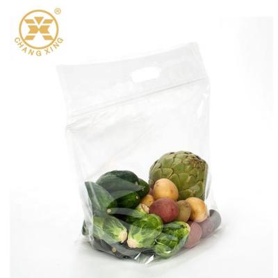 China 1KG Perforated Poly Gravure Zip Pouch Clear Plastic Bags For Packaging Salad for sale