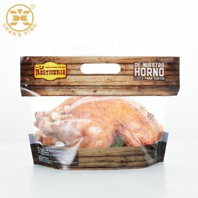 China Roast Chicken Packaging bag with Zipper Window Anti fog Heat barrier Roasting chicken Pouches for sale