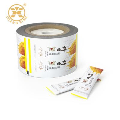 China Lamellenförmig angeordnete Rolle der Aluminiumfolie-VMPET Honey Sachet Packaging Self Adhesive zu verkaufen