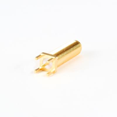 China Conector de montaje de PCB femenino de latón / dorado para conexión de señal RF en venta
